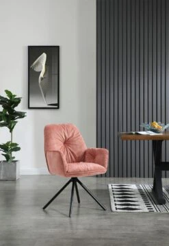SalesFever Armlehnstuhl Mit 360 Grad Drehfunktion | Bezug Vintage Samtvelours | Gestell Metall | B 61 X T 59 X H 90 Cm | Rose-schwarz 14 SalesFever Armlehnstuhl Mit 360 Grad Drehfunktion | Bezug Vintage Samtvelours | Gestell Metall | B 61 X T 59 X H 90 Cm | Rose-schwarz -SalesFever 89a45900 1fc7 448a ad88 8b63c192ea43