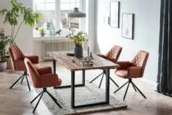 SalesFever Armlehnstuhl 2er-Set | 360 Grad Drehfunktion | Bezug Microfaser In Kunstlederoptik | Gestell Metall | B 59 X T 63 X H 89cm | Cognac–schwarz -SalesFever 89ae6905 78d3 4dfd 8033 93466bdc6ab5