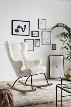 SalesFever Schaukelstuhl | Teddyfell | B 66 X T 104 X H 106 Cm | Weiß -SalesFever 8a1ab624 b959 4ab0 8959 22fa954963f2