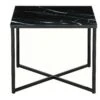 SalesFever Beistelltisch Quadratisch | Glasplatte Foliert In Marmor-Optik | Gestell Metall | B 50 X T 50 X H 42 Cm | Schwarz