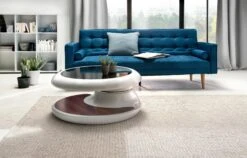 SalesFever Couchtisch Rund | Hochglanz Lackiert | Fiberglas | Integrierte Weißglasplatte | B 100 X T 100 X H 25 Cm | Weiß -SalesFever 8e885963 77b1 471b 8c19 68933aedafb4