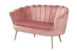 SalesFever Muschel-Sofa | Bezug Samt-Stoff | Gestell Metall Goldfarben | B 136 X T 76 X H 78 Cm | Rose