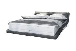 SalesFever Boxspringbett 180 X 200 Cm | LED-Beleuchtung | Bezug Stoff Und Kunstleder | Bonellfederkern Matratze | 5 Cm Visco-Topper | Weiß-grau -SalesFever 9198125d ec68 47e9 a87d 0818c375b25d
