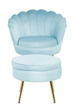 SalesFever Sitzpouf | Rund | Bezug Samt-Stoff Hellgrau | Gestell Metall Goldfarben | B 52 X T 52 X H 41 Cm -SalesFever 93994997 f069 4c03 8588 957939dbe735