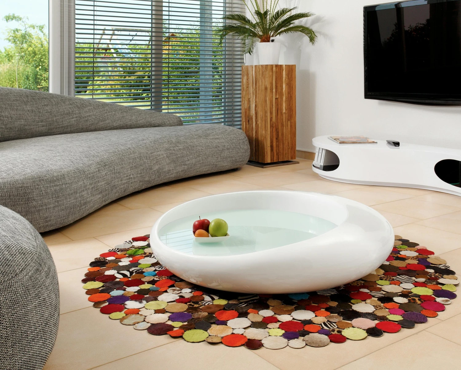 SalesFever Couchtisch Rund | Hochglanz Lackiert | Fiberglas | B 80 X T 80 X H 33 Cm | Weiß 7 SalesFever Couchtisch Rund | Hochglanz Lackiert | Fiberglas | B 80 X T 80 X H 33 Cm | Weiß – Bild 5