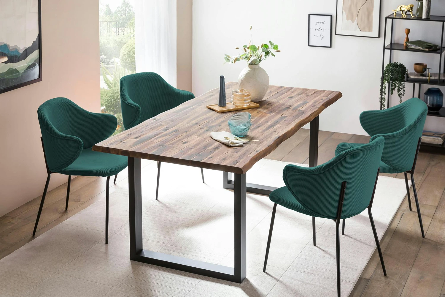 SalesFever Armlehnstuhl | 2er Set | Texturstoff | B 54 X T 55 X H 83 Cm | Dunkelgrün 8 SalesFever Armlehnstuhl | 2er Set | Texturstoff | B 54 X T 55 X H 83 Cm | Dunkelgrün – Bild 6