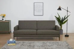 SalesFever Sofa 3-Sitzer | Bezug Strukturstoff | Gestell Metall Schwarz | B 194 X T 79 X H 78 Cm | Dunkelbraun -SalesFever 9bdbe5dc 872e 4df0 949f f6122b75b74c