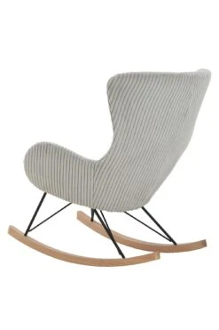 SalesFever Schaukelstuhl | Bezug Texturstoff Grau | Kufen Esche Massivholz Natur | Gestell Metall Schwarz | B 76 X T 100 X H 103 Cm -SalesFever 9be0bd42 7205 4388 9299 1d30e8969b82