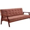 SalesFever Schlafsofa Mit Armlehnen | 3 Funktionen | Stoffbezug Samt-Optik | Gestell Massivholz Eukalyptus | B 190 X T 85 X H 81 Cm | Rose