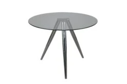 SalesFever Bistro-Esstisch Rund Ø 100 Cm | Tischplatte Glas | Gestell Chrom | B 100 X T 100 X H 75 Cm | Transparent-chromfarben