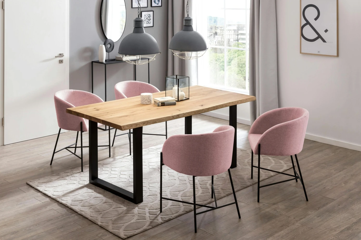 SalesFever Esszimmerstuhl | Bezug Strukturstoff | Gestell Metall Schwarz Matt | B 57 X T 46 X H 77 Cm | Rose 8 SalesFever Esszimmerstuhl | Bezug Strukturstoff | Gestell Metall Schwarz Matt | B 57 X T 46 X H 77 Cm | Rose – Bild 6