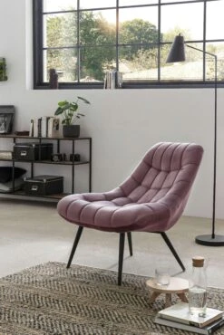 SalesFever Loungesessel Mit XXL-Sitzfläche | Bezug Stoff In Samt-Optik | Gestell Metall Schwarz | üppige Steppung | B 76 X T 87 X H 86 Cm | Rosa -SalesFever a2b689e3 4b7f 4913 9187 81ecd28995ad