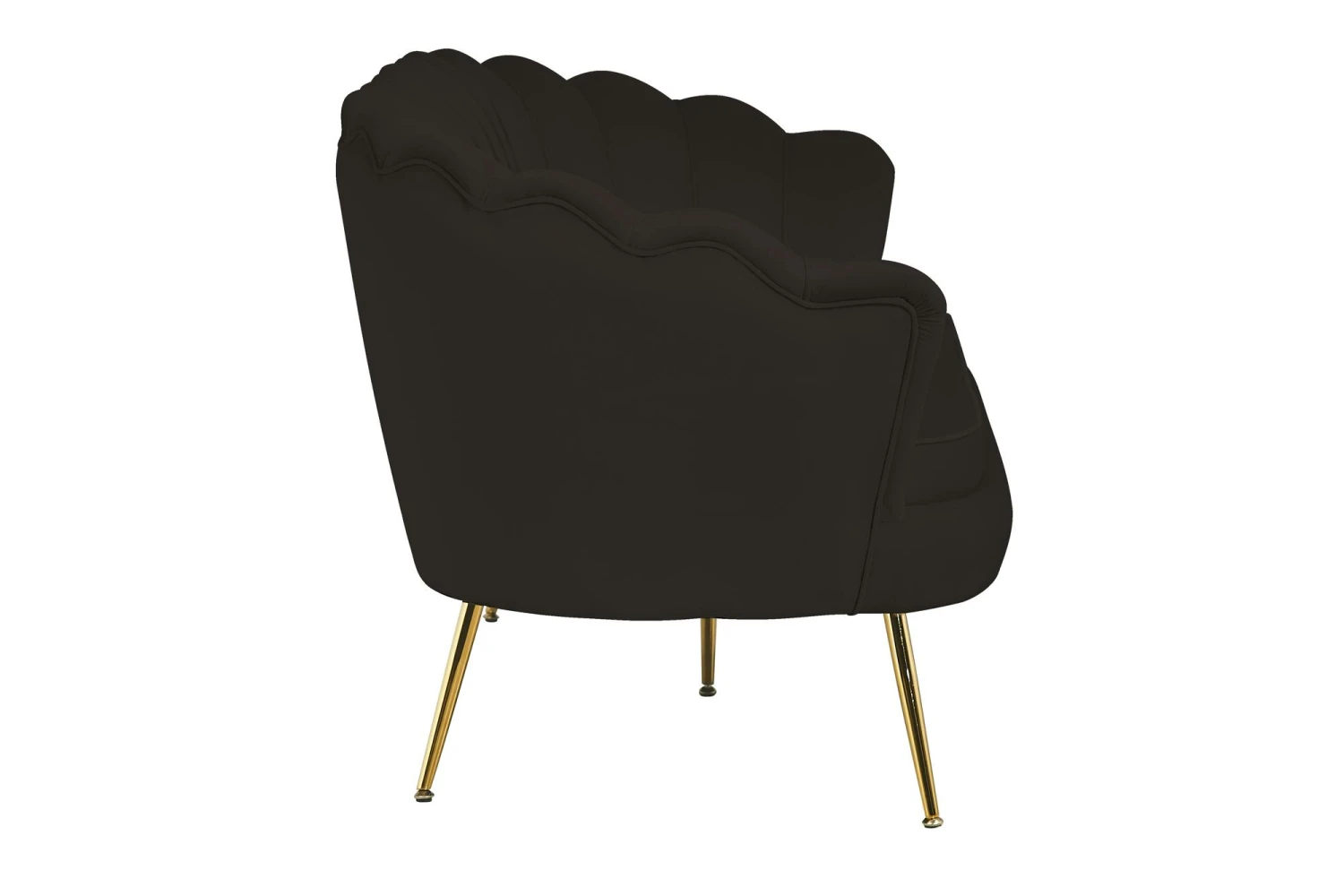 SalesFever Muschel-Sofa | 3-Sitzer | Bezug Samt-Stoff Schwarz | Gestell Metall Goldfarben | B 180 X T 54 X H 78 Cm 8 SalesFever Muschel-Sofa | 3-Sitzer | Bezug Samt-Stoff Schwarz | Gestell Metall Goldfarben | B 180 X T 54 X H 78 Cm – Bild 6