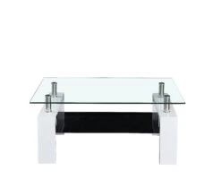 SalesFever Couchtisch Mit 3 Ablagefächern | 12 Mm Sicherheitsglas-Tischplatte | B 100 X T 100 X H 30 Cm | Weiß -SalesFever a42050e3 e5db 4fb3 b295 c8aeede5591f