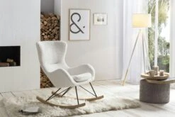 SalesFever Stehleuchte Dreibeiniges Stativ | Textil-Lampenschirm | Gestell Eichenholz | B 65 X T 65 X H 154 Cm | Weiß