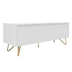 SalesFever Sideboard Aus MDF | 2 Türen Und 3 Schubladen | Beine Metall Mit Messinglegierung | B 150 X T 40 X H 70 Cm | Grau -SalesFever a4bc6590 3d31 4061 8780 9d4d8c98d5e0