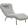 SalesFever Relaxliege Mit Nackenkissen | Bezug Texturstoff | Gestell Metall Schwarz | B 80 X T 180 X H 82 Cm | Hellgrau