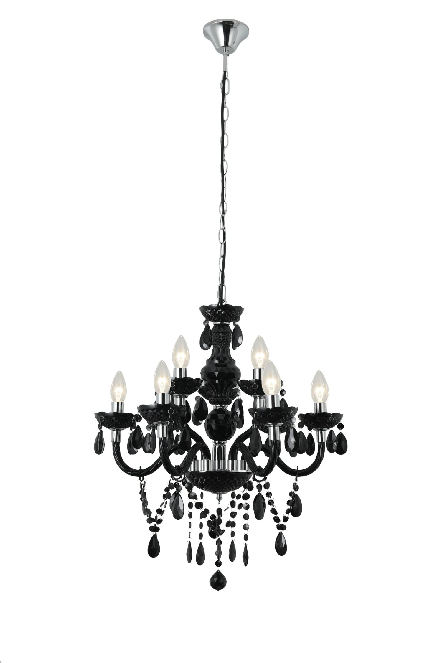 SalesFever Kronleuchter 120 Cm | 6-flammig | Metall Mit Acryl-Glas | B 59 X T 62 X H 120 Cm | Schwarz 6 SalesFever Kronleuchter 120 Cm | 6-flammig | Metall Mit Acryl-Glas | B 59 X T 62 X H 120 Cm | Schwarz – Bild 4