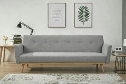 SalesFever Schlafsofa 3-Sitzer | Klappfunktion | Bezug Strukturstoff Fein | Beine Holz | B 212 X T 85 X H 79 Cm | Hellgrau