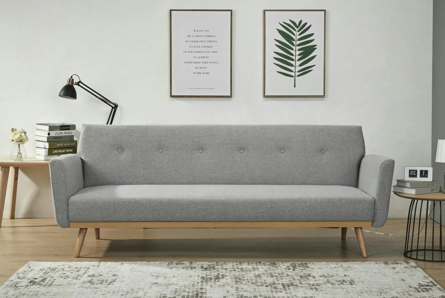 SalesFever Schlafsofa 3-Sitzer | Klappfunktion | Bezug Strukturstoff Fein | Beine Holz | B 212 X T 85 X H 79 Cm | Hellgrau 3 SalesFever Schlafsofa 3-Sitzer | Klappfunktion | Bezug Strukturstoff Fein | Beine Holz | B 212 X T 85 X H 79 Cm | Hellgrau