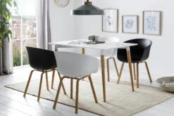 SalesFever Esstisch 120 X 80 Cm | Tischplatte MDF-Holz | Beine Metall Holzoptik | B 120 X T 80 X H 75 Cm | Weiß Matt -SalesFever a8575047 22b1 4a66 a242 d420ca17da73