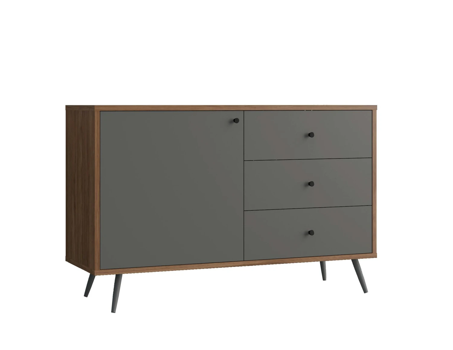 SalesFever Sideboard Mit 1 Tür, 3 Schubladen | MDF | Füße Metall | B 118 X T 40 X H 76 Cm | Grau-walnuss 8 SalesFever Sideboard Mit 1 Tür, 3 Schubladen | MDF | Füße Metall | B 118 X T 40 X H 76 Cm | Grau-walnuss – Bild 6
