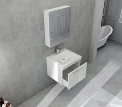 SalesFever Badezimmer Set 50 Cm | 2-tlg. In Hochglanz | Inkl. Waschtisch Mit Mineralgussbecken | B 151 X T 47,5 X H 75 Cm | Weiß -SalesFever acdd4a83 498f 4f12 9de8 f11142274e06