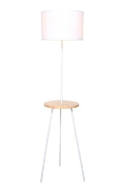 SalesFever Stehleuchte Verstellbar | 1-flammig | Metall Mit Holzdekor | B 28 X T 75 X H 166 Cm | Weiß-eichefarbig -SalesFever b110d4d3 0d35 443f 8086 1c94ee16a482