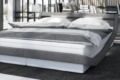 SalesFever Boxspringbett 180 X 200 Cm | LED-Beleuchtung | Bezug Stoff Und Kunstleder | Bonellfederkern Matratze | 5 Cm Visco-Topper |weiß-grau -SalesFever b1713c62 1d2e 41b0 b674 a0413b011e9a 1