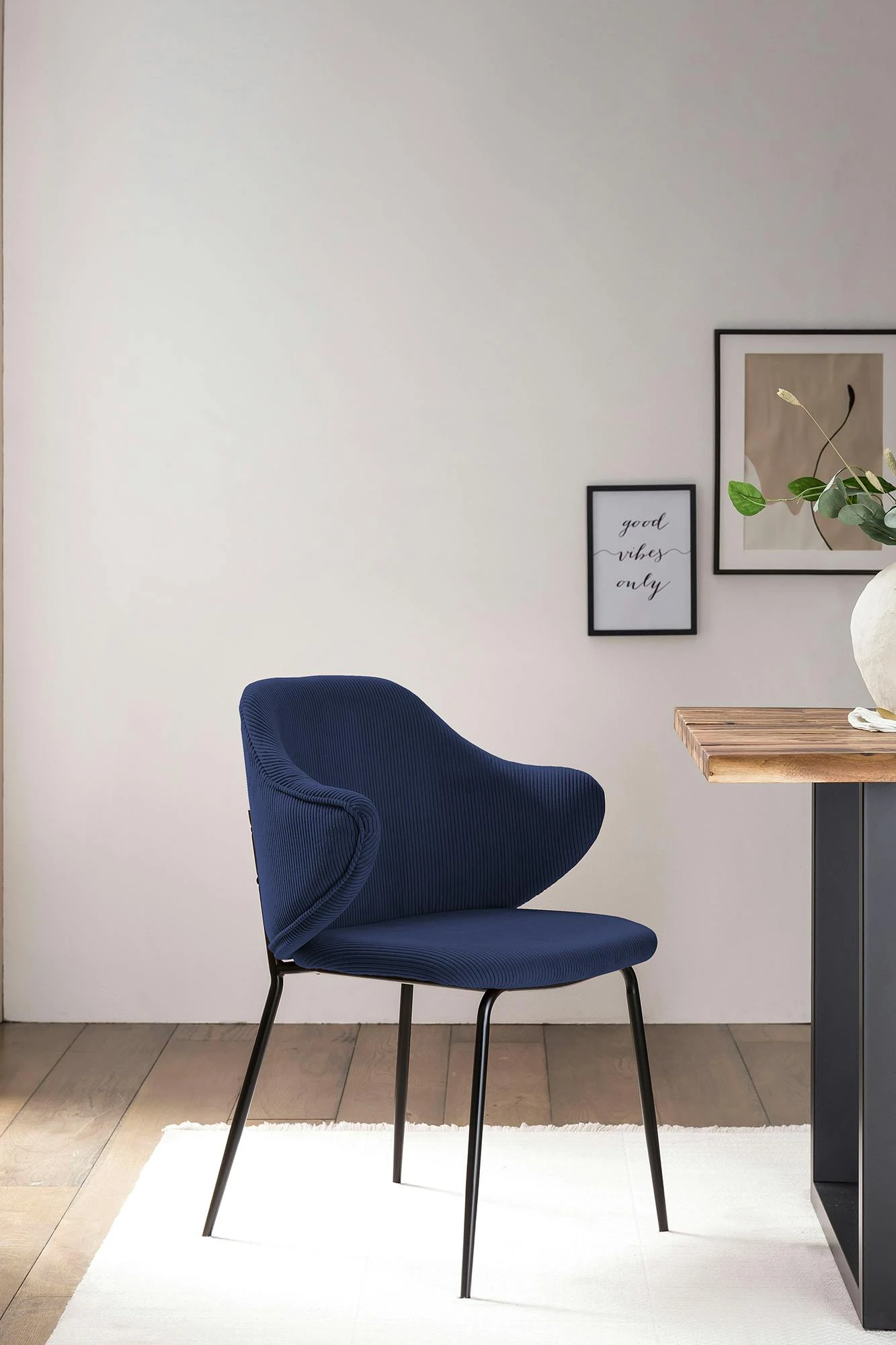 SalesFever Armlehnstuhl | 2er Set | Texturstoff | B 54 X T 55 X H 83 Cm | Dunkelblau 9 SalesFever Armlehnstuhl | 2er Set | Texturstoff | B 54 X T 55 X H 83 Cm | Dunkelblau – Bild 7