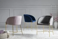 SalesFever Esszimmerstuhl | Stoffbezug In Samt-Optik | Gestell Metall Messing-farben | B 56,5 X T 46 X H 77 Cm | Blau -SalesFever b3e70810 122d 43e7 ae3c 22531dfe35cc