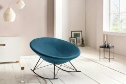 SalesFever Schaukelstuhl Rund | Bezug Webstoff | Kufen Gestell Metall Schwarz | B 105 X T 105 X H 101,5 Cm | Blau-petrol -SalesFever b5c5fe6e d1bf 4bf4 977f e44b9783c329