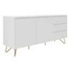 SalesFever Sideboard Aus MDF | 2 Türen Und 3 Schubladen | Beine Metall Mit Messinglegierung | B 150 X T 40 X H 70 Cm | Weiß -SalesFever b5f10360 f29e 4a14 97f8 dbbfd5bc929e 1