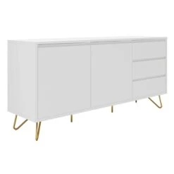 SalesFever Sideboard Aus MDF | 2 Türen Und 3 Schubladen | Beine Metall Mit Messinglegierung | B 150 X T 40 X H 70 Cm | Grau -SalesFever b5f10360 f29e 4a14 97f8 dbbfd5bc929e