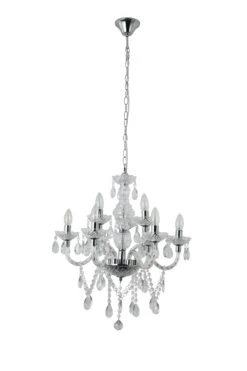 SalesFever Kronleuchter 120 Cm | 9-flammig | Metall Mit Klarem Acryl-Glas | B 53 X T 63 X H 120 Cm | Transparent