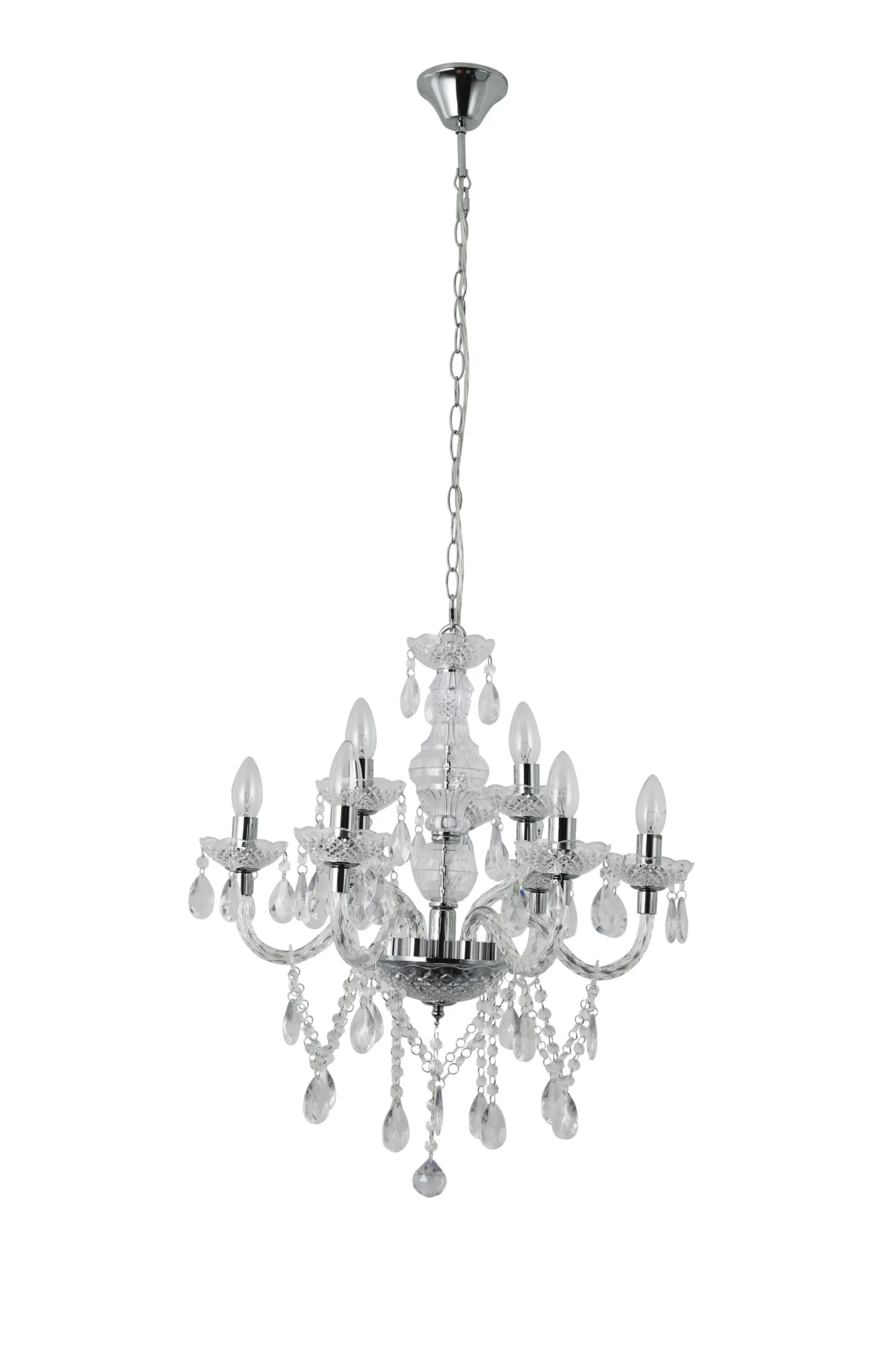 SalesFever Kronleuchter 135 Cm | 6-flammig | Metall Mit Klarem Acryl-Glas | B 59 X T 62 X H 135 Cm | Transparent 6 SalesFever Kronleuchter 135 Cm | 6-flammig | Metall Mit Klarem Acryl-Glas | B 59 X T 62 X H 135 Cm | Transparent – Bild 4