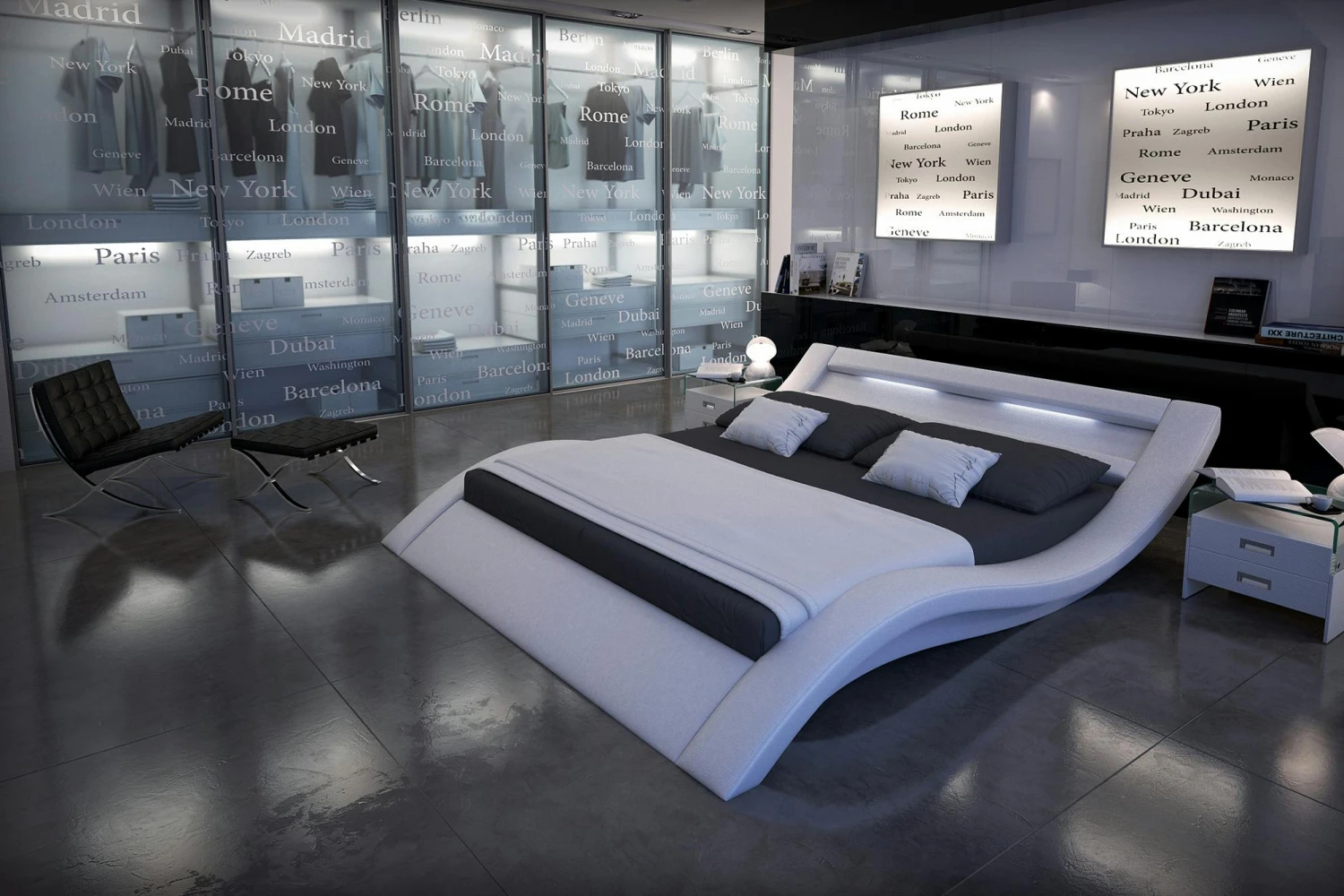 SalesFever Polsterbett 140 X 200 Cm | LED-Beleuchtung | Bezug Kunstleder | B 176 X T 262 X H 69 Cm | Weiß 8 SalesFever Polsterbett 140 X 200 Cm | LED-Beleuchtung | Bezug Kunstleder | B 176 X T 262 X H 69 Cm | Weiß – Bild 6