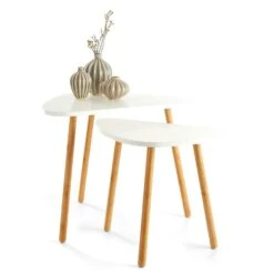 SalesFever Beistelltisch Rund | Drehbare Tischplatten | Bezug Texturstoff | MDF-Holz | B 50 X T 50 X H 45 Cm | Hellgrau -SalesFever b7fdf375 250b 484b 9c86 7dc6619ccd4b