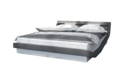 SalesFever Boxspringbett 180 X 200 Cm | LED-Beleuchtung | Bezug Stoff Und Kunstleder | Bonellfederkern Matratze | 5 Cm Visco-Topper | Grau-weiß -SalesFever b887cd30 485c 47c6 bc84 f9bc5e8dc273 1