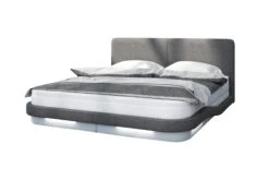 SalesFever Boxspringbett 180 X 200 Cm | LED-Beleuchtung | Bezug Stoff Und Kunstleder | Bonellfederkern Matratze | 5 Cm Visco-Topper | Weiß-grau -SalesFever b88dee76 fdc1 4d35 b509 84b6be709ccc
