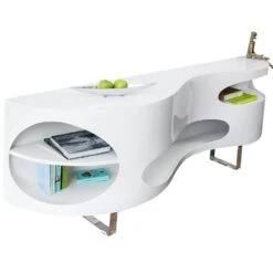 SalesFever Sideboard | MDF-Holz | Füße Edelstahl | B 200 X T 50 X H 75 Cm | Weiß Hochglanz -SalesFever bb544566 af04 473b b693 2b6b3cb5e527