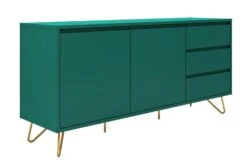 SalesFever Sideboard Aus MDF | 2 Türen Und 3 Schubladen | Beine Metall Mit Messinglegierung | B 150 X T 40 X H 70 Cm | Grau -SalesFever bcedf11e aa5d 4130 b246 059498daacbd