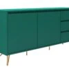 SalesFever Sideboard Aus MDF | 2 Türen Und 3 Schubladen | Beine Metall Mit Messinglegierung | B 150 X T 40 X H 70 Cm | Grün -SalesFever bcedf11e aa5d 4130 b246 059498daacbd 3