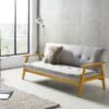 SalesFever Schlafsofa Mit Armlehnen | 3 Funktionen | Bezug Webstoff | Beine Eichenholz | B 190 X T 85 X H 81 Cm | Hellgrau