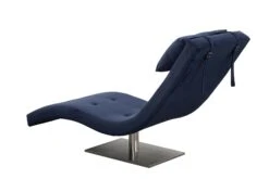 SalesFever Relaxliege Mit Nackenkissen | Stoffbezug In Samt-Optik | Gestell Edelstahl | B 60 X T 170 X H 82 Cm | Blau -SalesFever c0744d03 2790 432c bf89 7bc8feccc3d3