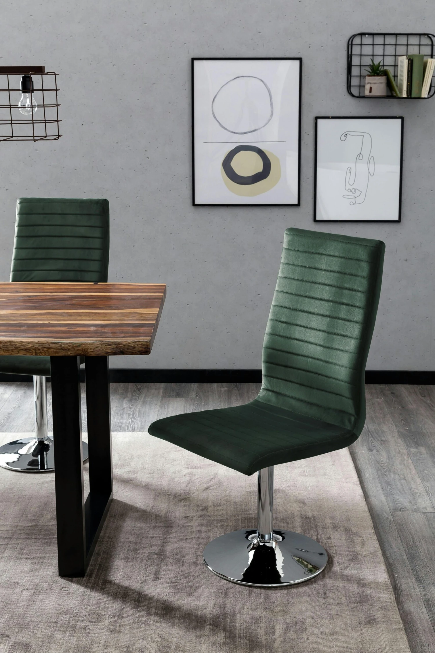 SalesFever Esszimmerstuhl 4er Set | Stoffbezug In Samt-Optik | Gestell Metall Chrom-Optik | 360 Grad Drehbar | B 45 X T 61 X H 108 Cm | Grün 8 SalesFever Esszimmerstuhl 4er Set | Stoffbezug In Samt-Optik | Gestell Metall Chrom-Optik | 360 Grad Drehbar | B 45 X T 61 X H 108 Cm | Grün – Bild 6