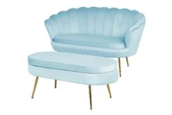 SalesFever Sitzpouf | Oval | Bezug Samt-Stoff Hellgrau | Gestell Metall Goldfarben | B 99 X T 44 X H 40 Cm -SalesFever c3bb1dbf f868 4e98 9893 aa9f0c548d6a