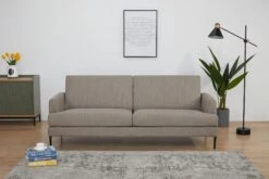 SalesFever Sofa 3-Sitzer | Bezug Strukturstoff | Gestell Metall Schwarz | B 194 X T 79 X H 78 Cm | Hellbraun -SalesFever c6d0d439 4742 4511 bf61 085d2676b957