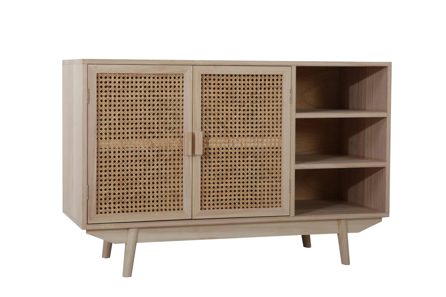 SalesFever Kommode Mit Rattan Front | 2 Schubladen Und 1 Offenes Fach | Korpus MDF | Beine Paulownie Holz | B 42 X T 36 X H 68 Cm | Natur 7 SalesFever Kommode Mit Rattan Front | 2 Schubladen Und 1 Offenes Fach | Korpus MDF | Beine Paulownie Holz | B 42 X T 36 X H 68 Cm | Natur – Bild 5