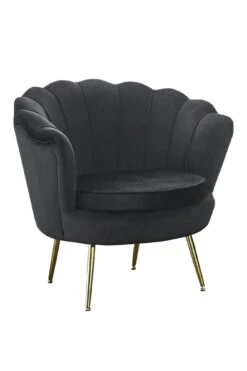 SalesFever Muschel-Sessel | Bezug Samt-Stoff | Gestell Metall Goldfarben | B 76 X T 76 X H 78 Cm | Hellgrau -SalesFever c9088b3e b8bb 4f98 bbba 1a6f5c631de9 2